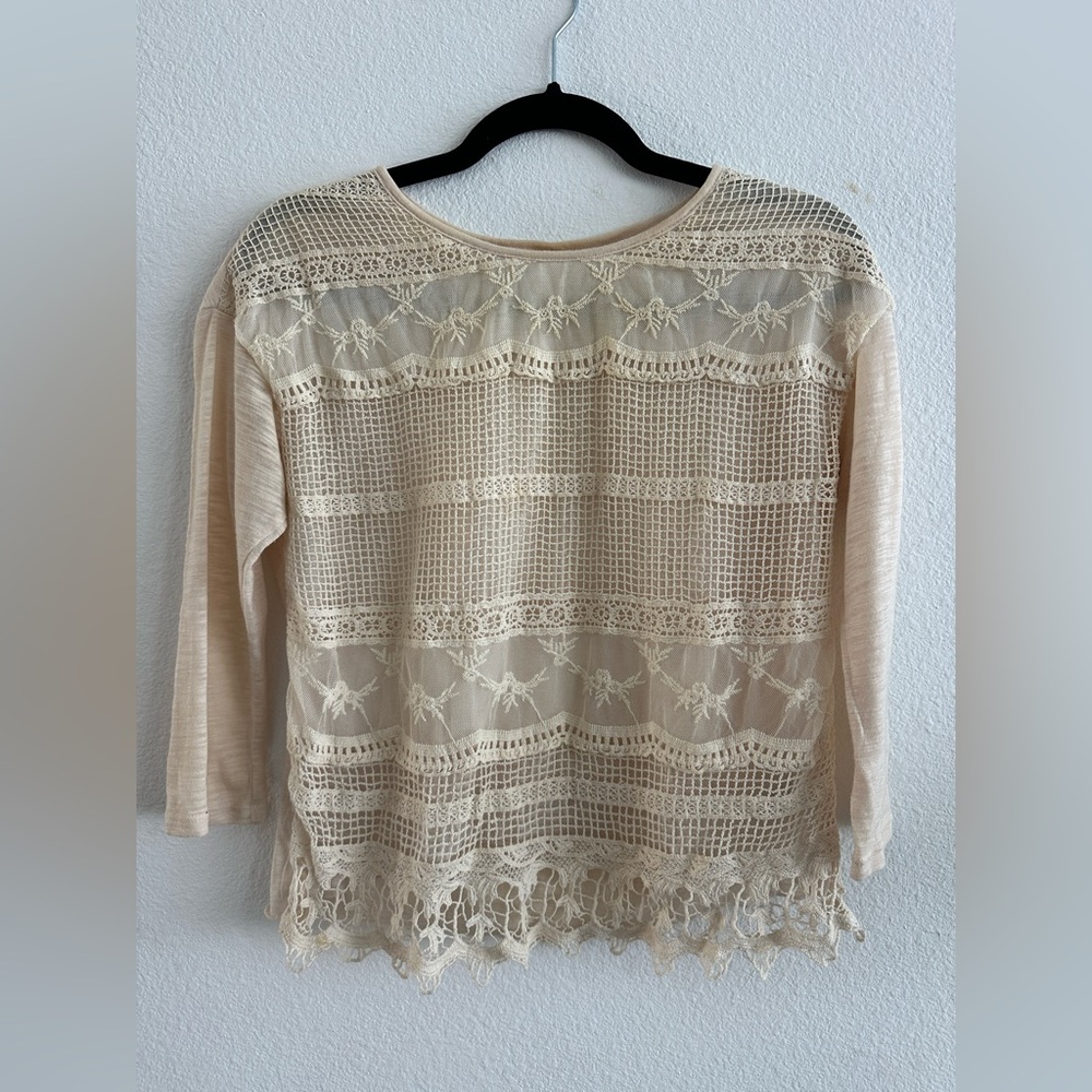 Vintage Target Victorian Inspired Cottagecore Coquette Lace 3/4 Sleeve Top